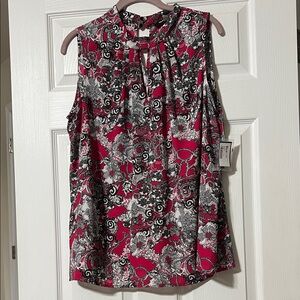 Nine West Women's Chic Sleeveless Paisley Top w/ Key-hole neckline NWT